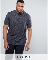 dunkelgraues T-shirt mit geometrischem Muster
