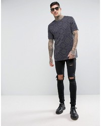 dunkelgraues T-shirt mit geometrischem Muster von Asos