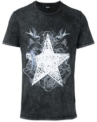 dunkelgraues T-shirt mit Sternenmuster