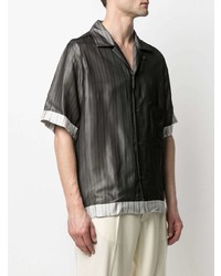 dunkelgraues vertikal gestreiftes Kurzarmhemd von Maison Margiela