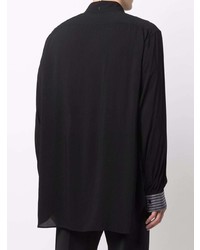 dunkelgraues vertikal gestreiftes Langarmhemd von Yohji Yamamoto