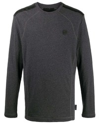 dunkelgraues verziertes Langarmshirt