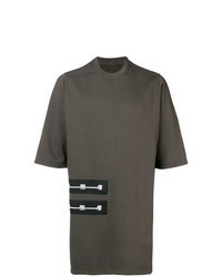 dunkelgraues verziertes T-Shirt mit einem Rundhalsausschnitt