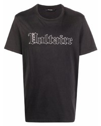 dunkelgraues verziertes T-Shirt mit einem Rundhalsausschnitt von Zadig & Voltaire