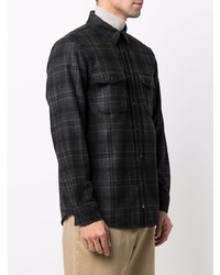dunkelgraues Wolllangarmhemd mit Schottenmuster von Woolrich