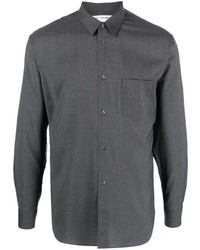 dunkelgraues Wolllangarmhemd von Comme Des Garcons SHIRT