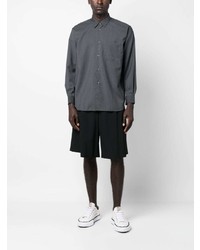 dunkelgraues Wolllangarmhemd von Comme Des Garcons SHIRT