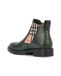 dunkelgrüne bedruckte Chelsea Boots aus Leder von Burberry