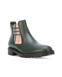 dunkelgrüne bedruckte Chelsea Boots aus Leder von Burberry