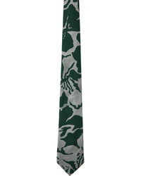 dunkelgrüne bedruckte Krawatte von Dries Van Noten