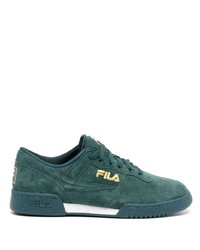 dunkelgrüne bedruckte Leder niedrige Sneakers von Fila