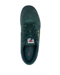 dunkelgrüne bedruckte Leder niedrige Sneakers von Fila