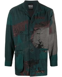 dunkelgrüne bedruckte Shirtjacke von Yohji Yamamoto