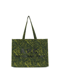 dunkelgrüne bedruckte Shopper Tasche aus Segeltuch