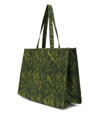 dunkelgrüne bedruckte Shopper Tasche aus Segeltuch von A.P.C.