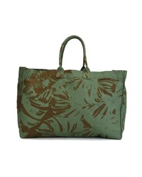 dunkelgrüne bedruckte Shopper Tasche aus Segeltuch von A.F.Vandevorst