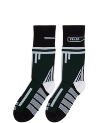 dunkelgrüne bedruckte Socken von Prada