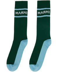 dunkelgrüne bedruckte Socken von Marni