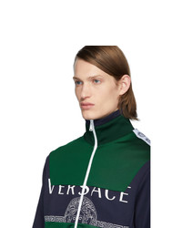 dunkelgrüne bedruckte Windjacke von Versace