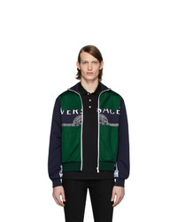 dunkelgrüne bedruckte Windjacke von Versace