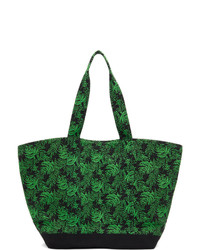 dunkelgrüne bestickte Shopper Tasche aus Segeltuch von SSENSE WORKS