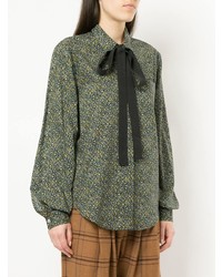 dunkelgrüne Bluse mit Knöpfen von Matin