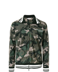 dunkelgrüne Camouflage Bomberjacke aus Netzstoff von Valentino