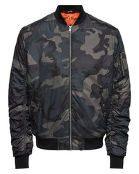 dunkelgrüne Camouflage Bomberjacke von ONLY & SONS