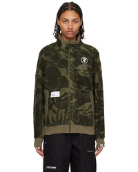 dunkelgrüne Camouflage Fleece-Bomberjacke