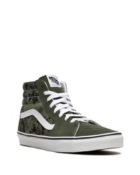 dunkelgrüne Camouflage hohe Sneakers aus Segeltuch von Vans