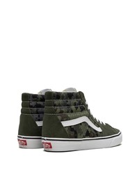 dunkelgrüne Camouflage hohe Sneakers aus Segeltuch von Vans