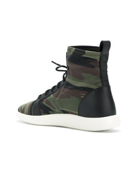 dunkelgrüne Camouflage hohe Sneakers von Giuseppe Zanotti Design