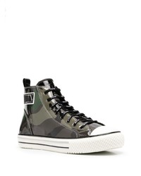 dunkelgrüne Camouflage hohe Sneakers von Valentino Garavani