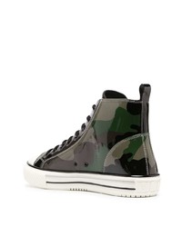 dunkelgrüne Camouflage hohe Sneakers von Valentino Garavani