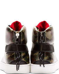 dunkelgrüne Camouflage hohe Sneakers von Dolce & Gabbana