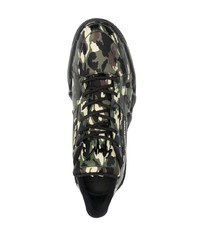 dunkelgrüne Camouflage Leder niedrige Sneakers von Giuseppe Zanotti