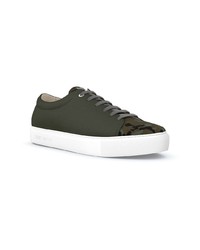 dunkelgrüne Camouflage Leder niedrige Sneakers von Swear