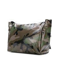 dunkelgrüne Camouflage Leder Umhängetasche von Valentino