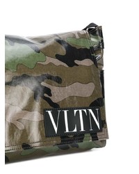 dunkelgrüne Camouflage Leder Umhängetasche von Valentino