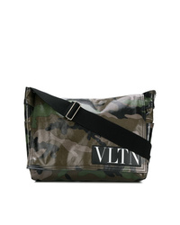 dunkelgrüne Camouflage Leder Umhängetasche von Valentino
