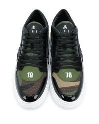 dunkelgrüne Camouflage niedrige Sneakers von Philipp Plein