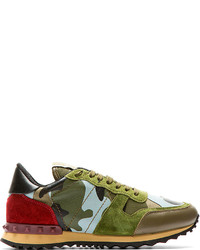 dunkelgrüne Camouflage niedrige Sneakers von Valentino