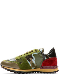 dunkelgrüne Camouflage niedrige Sneakers von Valentino