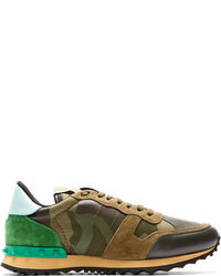 dunkelgrüne Camouflage niedrige Sneakers von Valentino