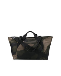 dunkelgrüne Camouflage Segeltuch Sporttasche von Valentino