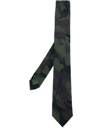 dunkelgrüne Camouflage Seidekrawatte von Valentino Garavani
