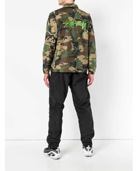 dunkelgrüne Camouflage Shirtjacke von Stussy
