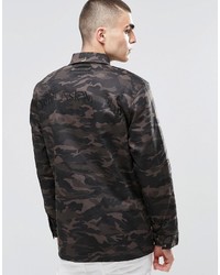 dunkelgrüne Camouflage Shirtjacke