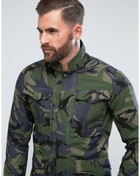 dunkelgrüne Camouflage Shirtjacke von G Star