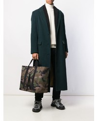 dunkelgrüne Camouflage Shopper Tasche aus Leder von Valentino